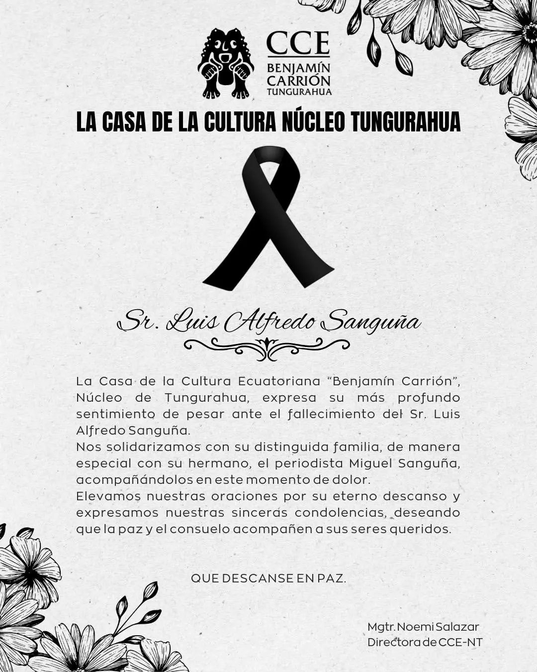 Parte Mortuorio – Sr. Luis Alfredo Sanguña